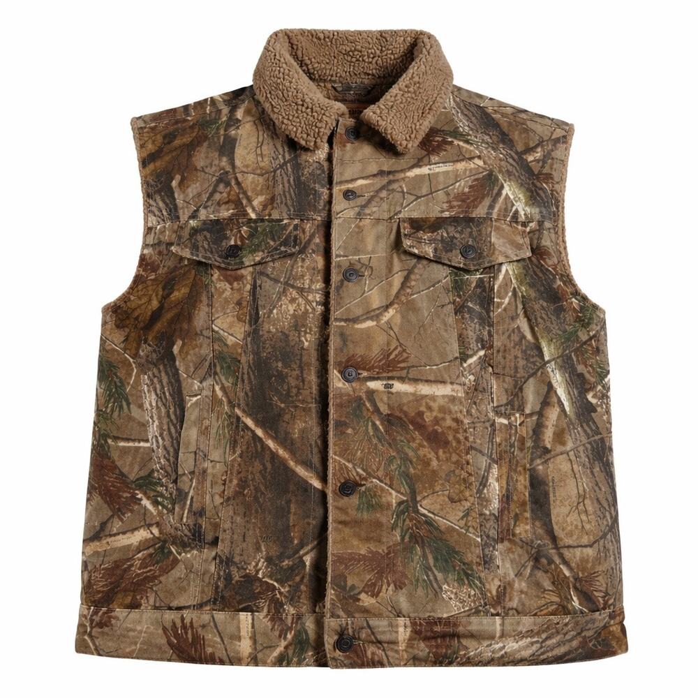 Levi’s Signature Camo Sherpa Lined Vest Mens 2XL Button Front Hunting